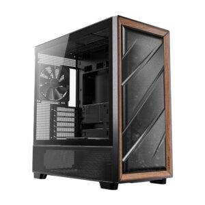 Antec FLUX ATX WOOD Mid Tower Gaming Chassis – Black - Image 1