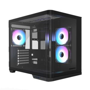 Raidmax I630 ATX | Micro-ATX | ITX ARGB Mid-Tower Dual Chamber Curved Glass Gaming Chassis - Black - Image 1